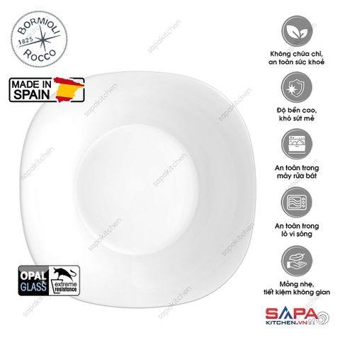 Đĩa soup thủy tinh vuông Parma 23 cm