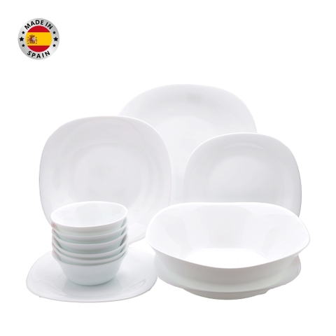 Bộ chén đĩa thủy tinh vuông Parma 12 món