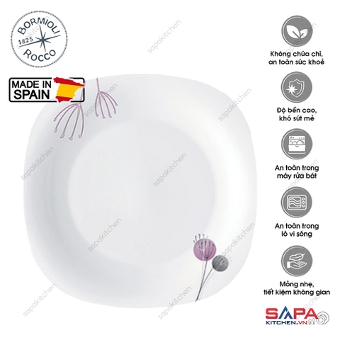 Đĩa thủy tinh vuông nhỏ Parma Geoflwers Purple 20 cm