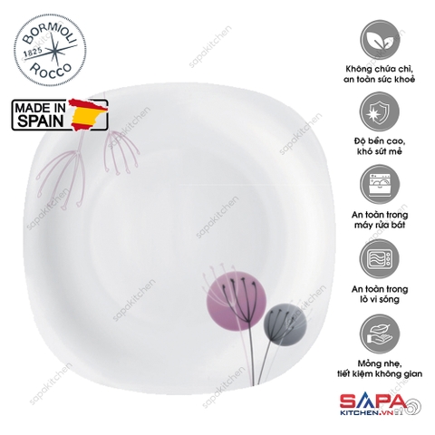 Parma Geoflowers Purple đĩa thủy tinh vuông 27 x 27 - Bormioli Rocco