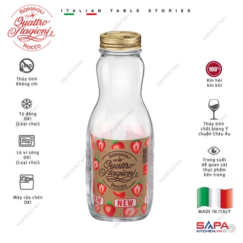 Chai thủy tinh bầu nắp vặn Quattro 1000ml