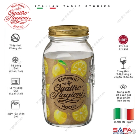 Hũ thủy tinh nắp vặn Quattro 1500ml