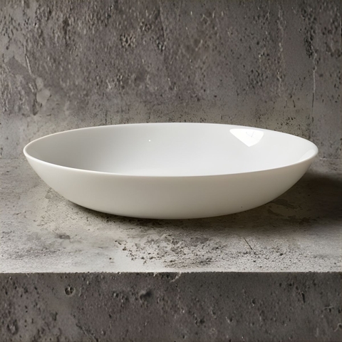 Đĩa soup thủy tinh tròn White moon 22 cm