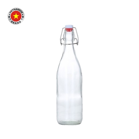 Chai thủy tinh tròn nắp cài 1000ml - SAPATA