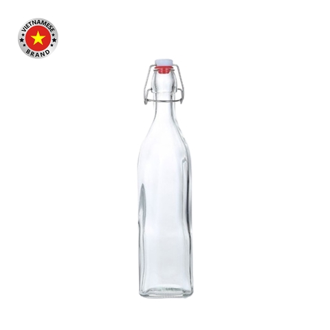 Chai thủy tinh vuông nắp cài 1000ml - SAPATA