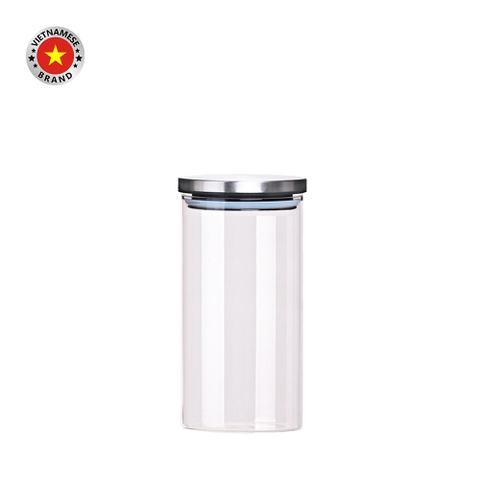 Hũ thủy tinh tròn nắp inox hít kín hơi 1.5L - SAPATA