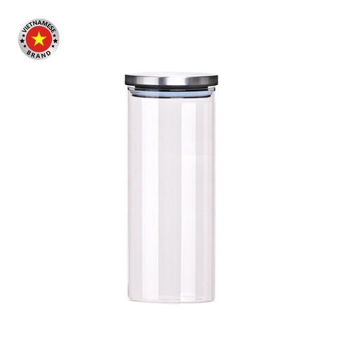 Hũ thủy tinh tròn nắp inox hít kín hơi 2L - SAPATA