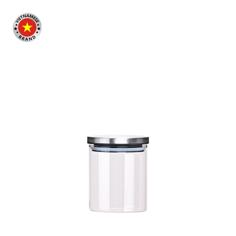 Hũ thủy tinh tròn nắp inox hít kín hơi 0,75L - SAPATA