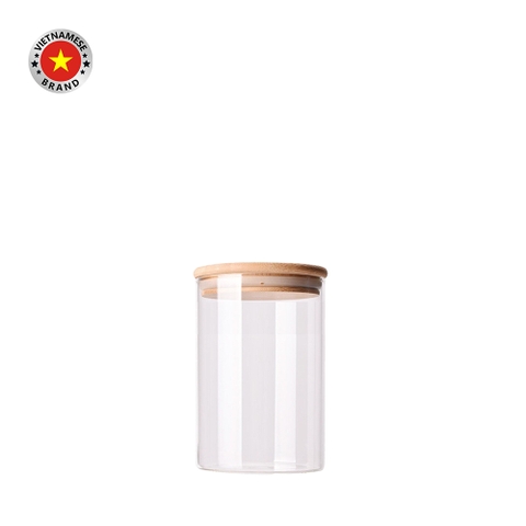 Hũ thủy tinh tròn nắp tre hít kín hơi 1L - SAPATA