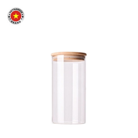 Hũ thủy tinh tròn nắp tre hít kín hơi 1.5L - SAPATA