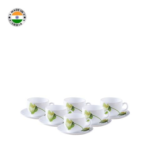 Bộ tách đĩa trà thủy tinh 12 món 16CL Ivory Blush