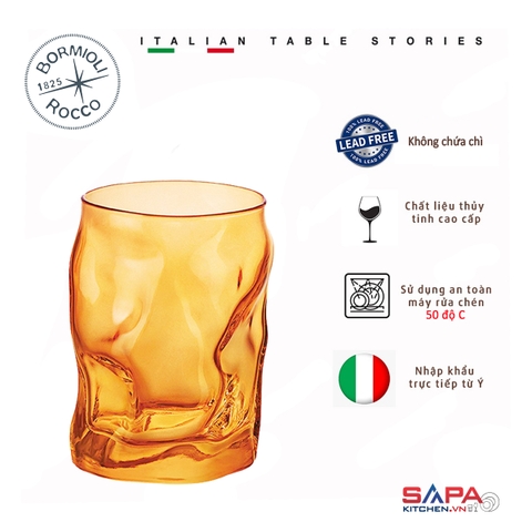 Ly thủy tinh Sorgente 30cl màu cam nhạt