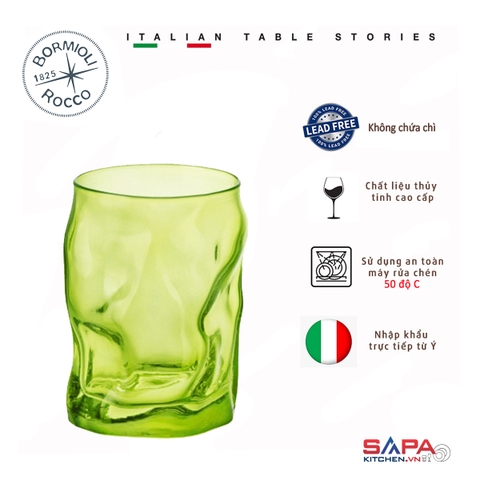 Ly thủy tinh Sorgente 30cl màu xanh lá nhạt