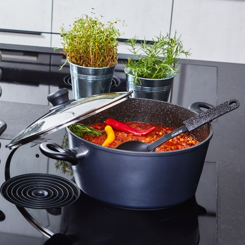 Nồi chống dính phủ đá thiên nhiên Stoneline 24cm có nắp dùng bếp từ