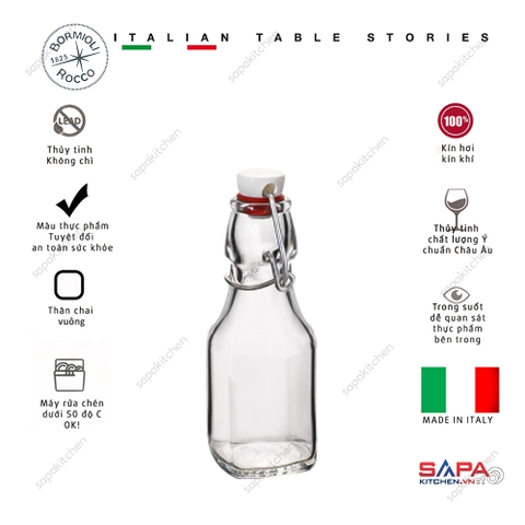 Chai thủy tinh vuông nắp cài kín hơi Swing 125ml