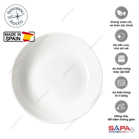 Đĩa soup thủy tinh tròn White moon 22 cm