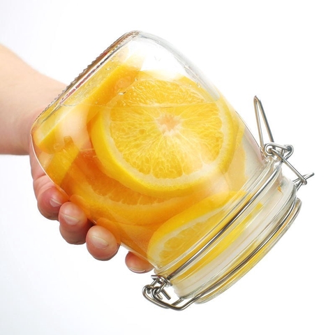 Hũ thủy tinh tròn nắp cài inox 0.75L - SAPATA