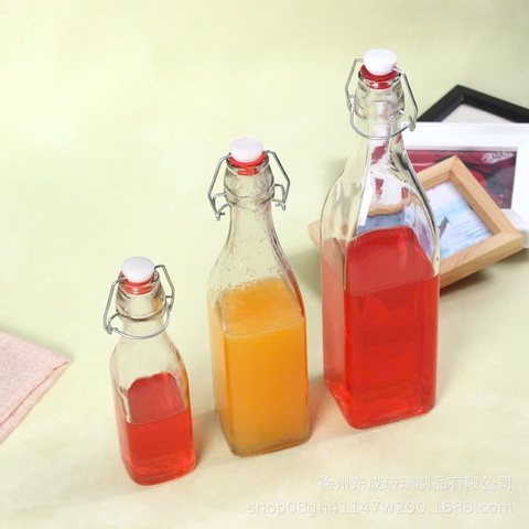 Chai thủy tinh vuông nắp cài 1000ml - SAPATA