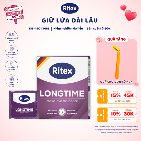 LONGTIME - KÉO DÀI THỜI GIAN bằng vòng đôi vật lý  (Hộp 3C) có kèm quà tặng dao cạo râu