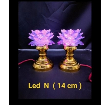 Bộ Đèn Thờ Sen ( Led Màu ) 14cm x 10cm Dùng Điện 220v