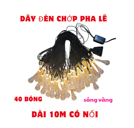 Dây Đèn Led Pha Lê 10m sáng vàng-- Có Đầu Nối