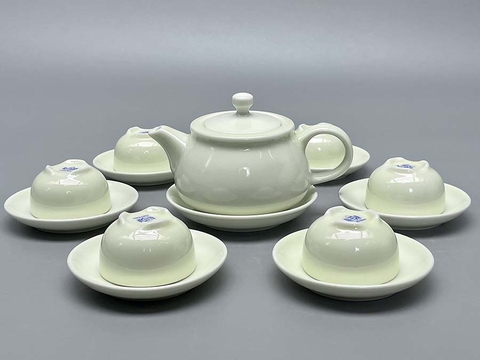 Bộ Ấm Trà Sứ Trắng Gốm Chu Đậu Truyền Thống