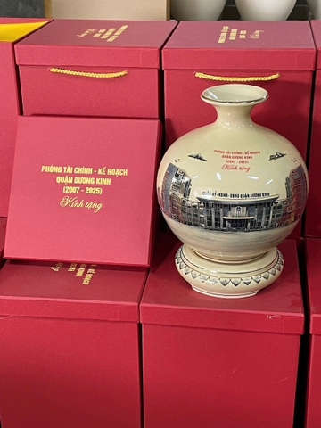 Bình Hút Lộc Cao 29,5cm In Hoa Phượng Đỏ Vẽ Vàng
