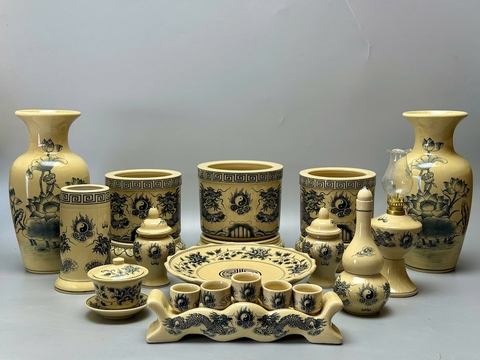 Bộ Đồ Thờ Cho Ban Thờ 1,75m Gốm Chu Đậu Truyền Thống