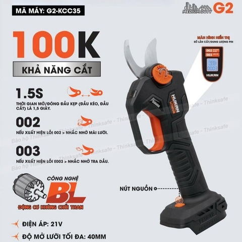 Kéo Cắt Cành Pin HUKAN G2-KCC35