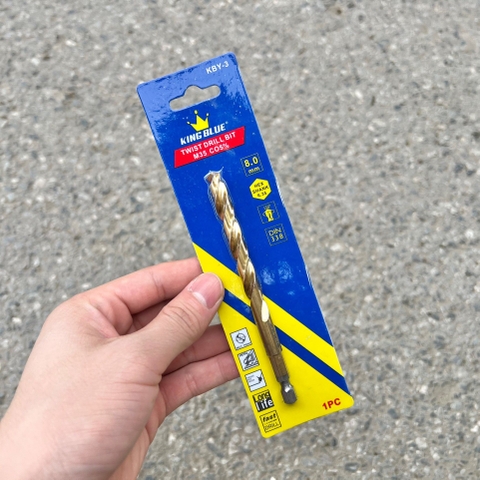 Lẻ: 1 mũi khoan inox chuôi lục giác KingBlue KBY3 kích thước 3 - 5.5mm