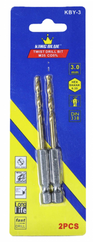 Lẻ: 1 mũi khoan inox chuôi lục giác KingBlue KBY3 kích thước 3 - 5.5mm