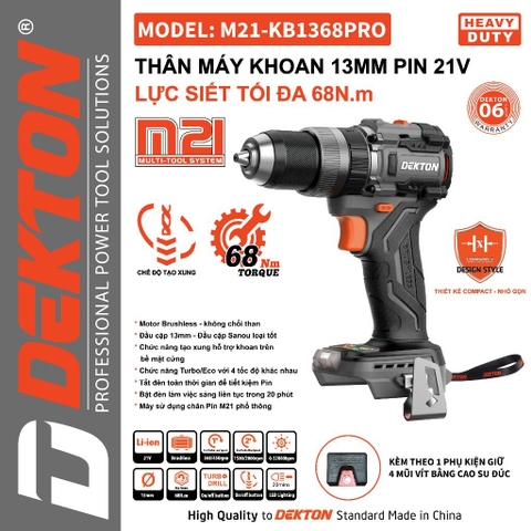 Máy Khoan 3 Chức Năng DEKTON M21-KB1368PRO