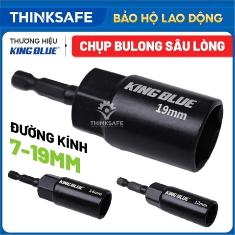 Đầu chụp Bulong sâu lòng KingBlue đa dạng kích thước 7 -19mm, dài 80mm chuôi lục giác 1/4 inch, đầu tuýp CR-V cao cấp