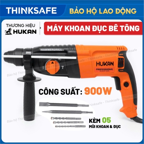 Máy khoan đục bê tông HUKAN K89, 3 Chức năng, Công suất 950W, Tặng Bộ 5 Mũi khoan và Đục