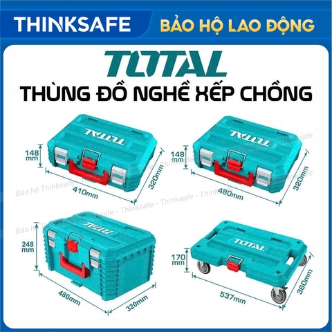 Hộp Đựng Đồ Nghề Xếp Chồng TOTAL TPBXS101/ TPBXS102 kích thước 16-19 inch Nhựa PP Bền Chắc Chống Va Đập