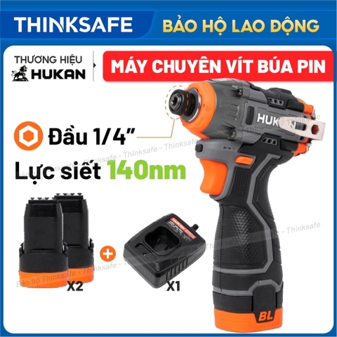 Máy chuyên vít có búa dùng pin HUKAN G1-V140BL, 140Nm, 3 tốc độ chỉnh nhanh, Không chổi than, Kèm pin sạc