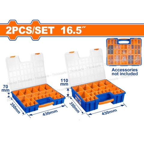 Bộ 2 hộp đựng linh kiện chia ngăn WADFOW WTB1633, Chất liệu nhựa PP,  Hộp đựng đa năng, Tay cầm rộng, Hộp kỹ thuật
