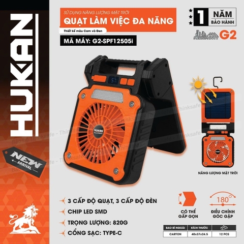 Quạt Làm Việc Năng Lượng Mặt Trời HUKAN G2-SPF12505i