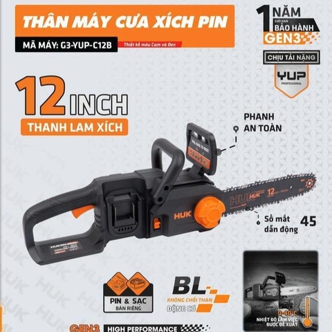 Máy Cưa Xích Pin 21V HUKAN GEN3 G3-YUP-C12B