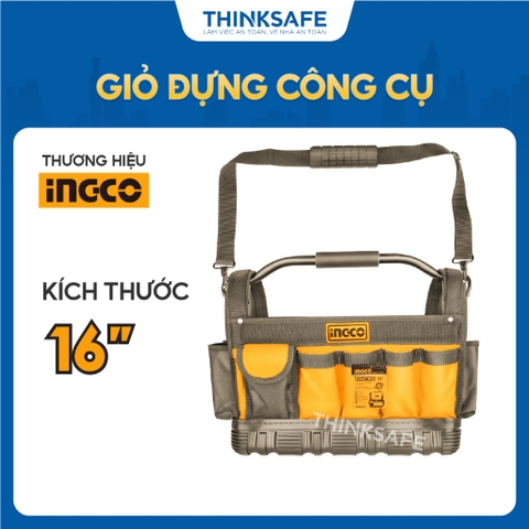 Giỏ đựng công cụ INGCO HTBGL01, 16 inch, polyester 600D, tay cầm thép, dây đeo mạnh mẽ - Thinksafe