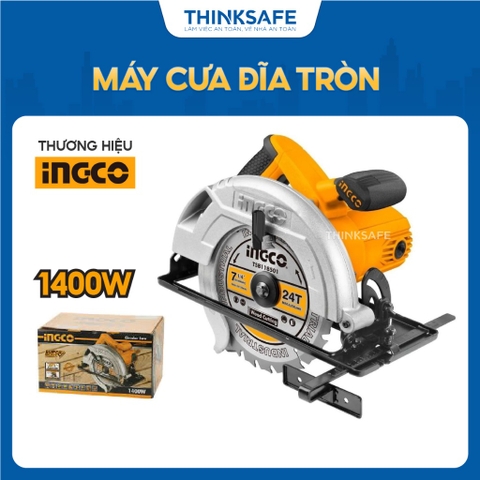 Máy cưa đĩa tròn INGCO CS18538 1400W, lưỡi 185x20mm, kèm 1 lưỡi cắt - Thinksafe