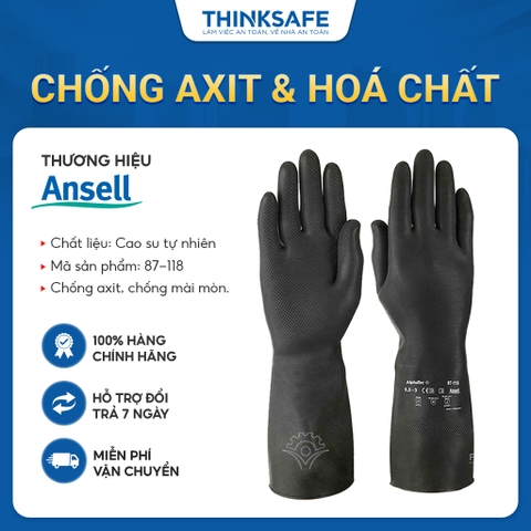 Găng tay cao su chống hóa chất Alphatec 87-118 chống Axit, chất tẩy rửa, chống hóa chất Bao tay chống axit - THINKSAFE