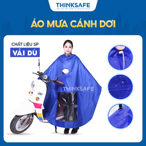 Áo mưa cánh dơi siêu dai, chống thấm và ủng đi mưa nilong 60cm, áo mưa choàng thời trang đi xe máy - Thinksafe