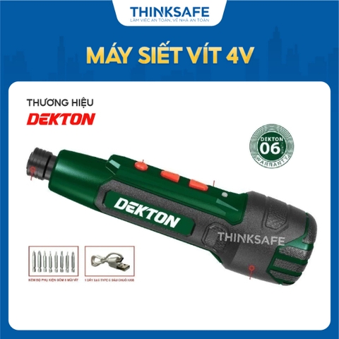 Máy siết vít 4V Dekton DK-CV0402 dò điện âm tường, đèn led, cổng sạc type C, kèm mũi vít Tuốc nơ vít pin