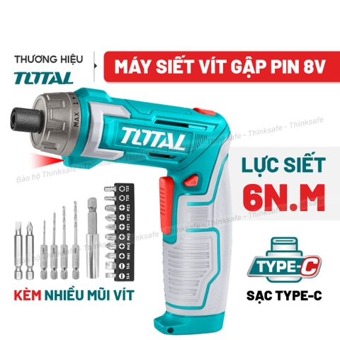 Máy siết vít gập dùng pin 8V TOTAL TSDLI08025 mô-men xoắn cực đại 6Nm