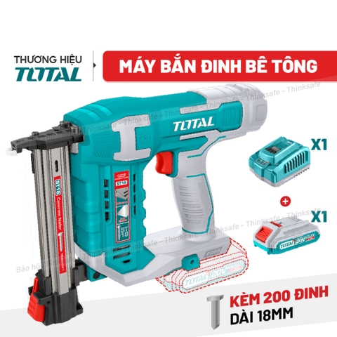 Máy bắn đinh bê tông 18mm dùng pin 20V TOTAL TCSTLI3808 siêu mạnh Sung bắn đinh thẳng cho tường gạch, sắt mòng, gỗ
