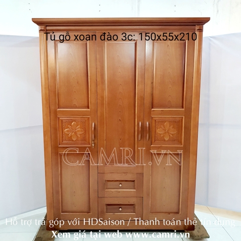 Tủ áo gỗ xoan đào 3M
