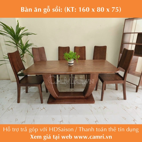 Bộ Bàn Ăn 6 Ghế U Gỗ Sồi