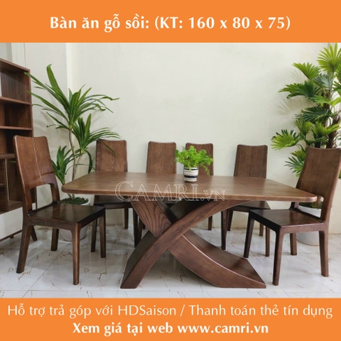 Bộ Bàn Ăn 6 Ghế X Gỗ Sồi
