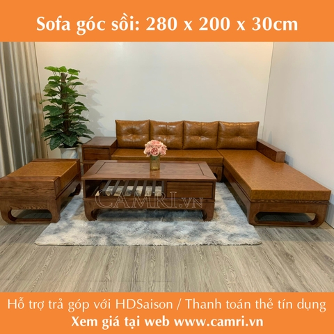Sofa gỗ sồi góc chân quỳ